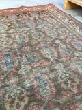 3'4 x 4'9 Antique 19th Century muted rug (#822) - Blue Parakeet Rugs
