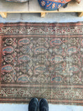 3'4 x 4'9 Antique 19th Century muted rug (#822) - Blue Parakeet Rugs