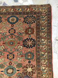 3'9 x 6'4 antique Persian Malayer with floral art - Blue Parakeet Rugs