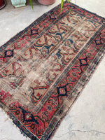 3'5 x 5'9 Worn camel ground Persian rug #2211 / 4x6 Vintage Rug - Blue Parakeet Rugs