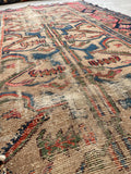 3'5 x 5'9 Worn camel ground Persian rug #2211 / 4x6 Vintage Rug - Blue Parakeet Rugs