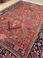 7'10 x 11'1 Antique Persian Heriz Rug #1875ML / 8x11 Vintage Rug / large vintage rug - Blue Parakeet Rugs
