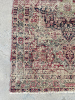 2'10 x 4'2 Antique Kerman Lavar rug #2212 / 3x4 Vintage Rug - Blue Parakeet Rugs
