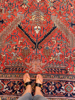 7'10 x 11'1 Antique Persian Heriz Rug #1875ML / 8x11 Vintage Rug / large vintage rug - Blue Parakeet Rugs