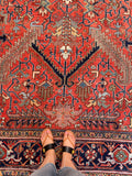7'10 x 11'1 Antique Persian Heriz Rug #1875ML / 8x11 Vintage Rug / large vintage rug - Blue Parakeet Rugs