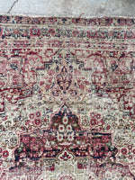 2'10 x 4'2 Antique Kerman Lavar rug #2212 / 3x4 Vintage Rug - Blue Parakeet Rugs