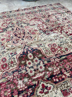 2'10 x 4'2 Antique Kerman Lavar rug #2212 / 3x4 Vintage Rug - Blue Parakeet Rugs