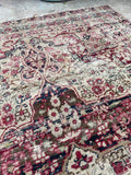 2'10 x 4'2 Antique Kerman Lavar rug #2212 / 3x4 Vintage Rug - Blue Parakeet Rugs
