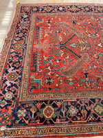 7'10 x 11'1 Antique Persian Heriz Rug #1875ML / 8x11 Vintage Rug / large vintage rug - Blue Parakeet Rugs