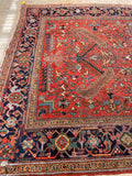 7'10 x 11'1 Antique Persian Heriz Rug #1875ML / 8x11 Vintage Rug / large vintage rug - Blue Parakeet Rugs
