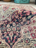 2'10 x 4'2 Antique Kerman Lavar rug #2212 / 3x4 Vintage Rug - Blue Parakeet Rugs