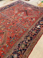 7'10 x 11'1 Antique Persian Heriz Rug #1875ML / 8x11 Vintage Rug / large vintage rug - Blue Parakeet Rugs