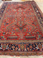 7'10 x 11'1 Antique Persian Heriz Rug #1875ML / 8x11 Vintage Rug / large vintage rug - Blue Parakeet Rugs