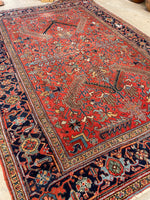 7'10 x 11'1 Antique Persian Heriz Rug #1875ML / 8x11 Vintage Rug / large vintage rug - Blue Parakeet Rugs