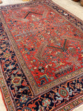7'10 x 11'1 Antique Persian Heriz Rug #1875ML / 8x11 Vintage Rug / large vintage rug - Blue Parakeet Rugs