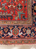 7'10 x 11'1 Antique Persian Heriz Rug #1875ML / 8x11 Vintage Rug / large vintage rug - Blue Parakeet Rugs