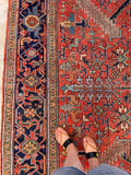 7'10 x 11'1 Antique Persian Heriz Rug #1875ML / 8x11 Vintage Rug / large vintage rug - Blue Parakeet Rugs