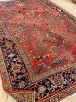 7'10 x 11'1 Antique Persian Heriz Rug #1875ML / 8x11 Vintage Rug / large vintage rug - Blue Parakeet Rugs