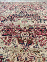 2'10 x 4'2 Antique Kerman Lavar rug #2212 / 3x4 Vintage Rug - Blue Parakeet Rugs