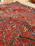 7'10 x 11'1 Antique Persian Heriz Rug #1875ML / 8x11 Vintage Rug / large vintage rug - Blue Parakeet Rugs