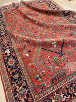 7'10 x 11'1 Antique Persian Heriz Rug #1875ML / 8x11 Vintage Rug / large vintage rug - Blue Parakeet Rugs