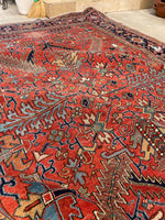 7'10 x 11'1 Antique Persian Heriz Rug #1875ML / 8x11 Vintage Rug / large vintage rug - Blue Parakeet Rugs