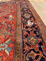 7'10 x 11'1 Antique Persian Heriz Rug #1875ML / 8x11 Vintage Rug / large vintage rug - Blue Parakeet Rugs
