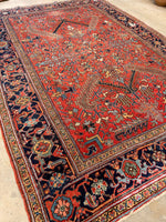 7'10 x 11'1 Antique Persian Heriz Rug #1875ML / 8x11 Vintage Rug / large vintage rug - Blue Parakeet Rugs