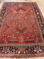 7'10 x 11'1 Antique Persian Heriz Rug #1875ML / 8x11 Vintage Rug / large vintage rug - Blue Parakeet Rugs