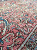 6'3 x 9'4 Antique Persian Heriz (#1170ML) / 6x9 vintage rug / large vintage rug - Blue Parakeet Rugs