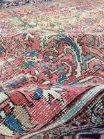 6'3 x 9'4 Antique Persian Heriz (#1170ML) / 6x9 vintage rug / large vintage rug - Blue Parakeet Rugs
