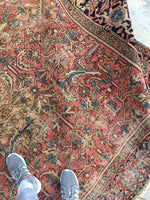 6'3 x 9'4 Antique Persian Heriz (#1170ML) / 6x9 vintage rug / large vintage rug - Blue Parakeet Rugs