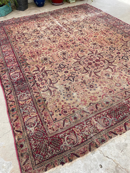 8 x 9'10 Antique Persian Kerman Lavar rug #2361 / 8x10 Persian Rug - Blue Parakeet Rugs