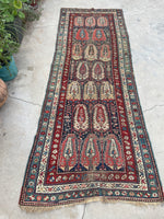 3'5 x 8'6 Antique paisley Caucasian runner #2039 / 3x9 Vintage runner - Blue Parakeet Rugs
