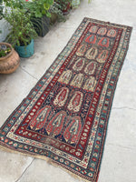 3'5 x 8'6 Antique paisley Caucasian runner #2039 / 3x9 Vintage runner - Blue Parakeet Rugs