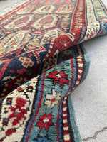 3'5 x 8'6 Antique paisley Caucasian runner #2039 / 3x9 Vintage runner - Blue Parakeet Rugs