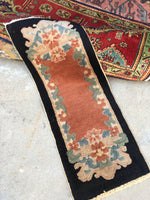 1'2 x 3'1 antique Chinese Rug (#1012) - Blue Parakeet Rugs