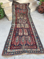 3'5 x 8'6 Antique paisley Caucasian runner #2039 / 3x9 Vintage runner - Blue Parakeet Rugs
