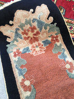 1'2 x 3'1 antique Chinese Rug (#1012) - Blue Parakeet Rugs