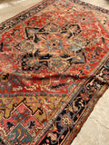 7 x 10'9 Worn Antique Persian Heriz rug #1871 / Large Vintage rug / 7x11 Vintage Rug - Blue Parakeet Rugs