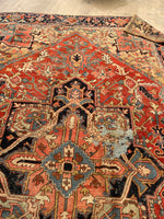 7 x 10'9 Worn Antique Persian Heriz rug #1871 / Large Vintage rug / 7x11 Vintage Rug - Blue Parakeet Rugs