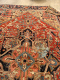 7 x 10'9 Worn Antique Persian Heriz rug #1871 / Large Vintage rug / 7x11 Vintage Rug - Blue Parakeet Rugs