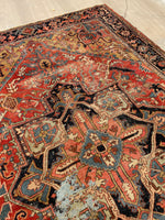 7 x 10'9 Worn Antique Persian Heriz rug #1871 / Large Vintage rug / 7x11 Vintage Rug - Blue Parakeet Rugs