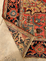 7 x 10'9 Worn Antique Persian Heriz rug #1871 / Large Vintage rug / 7x11 Vintage Rug - Blue Parakeet Rugs