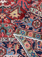 7'4 x 10'1 Antique tribal Heriz rug #2040 / 7x10 Vintage Rug - Blue Parakeet Rugs