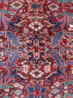 7'4 x 10'1 Antique tribal Heriz rug #2040 / 7x10 Vintage Rug - Blue Parakeet Rugs