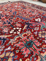 7'4 x 10'1 Antique tribal Heriz rug #2040 / 7x10 Vintage Rug - Blue Parakeet Rugs
