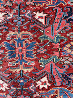 7'4 x 10'1 Antique tribal Heriz rug #2040 / 7x10 Vintage Rug - Blue Parakeet Rugs