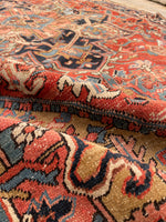 7 x 10'9 Worn Antique Persian Heriz rug #1871 / Large Vintage rug / 7x11 Vintage Rug - Blue Parakeet Rugs