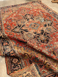 7 x 10'9 Worn Antique Persian Heriz rug #1871 / Large Vintage rug / 7x11 Vintage Rug - Blue Parakeet Rugs